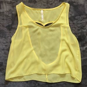 Crop top sheer top with heart cut out back